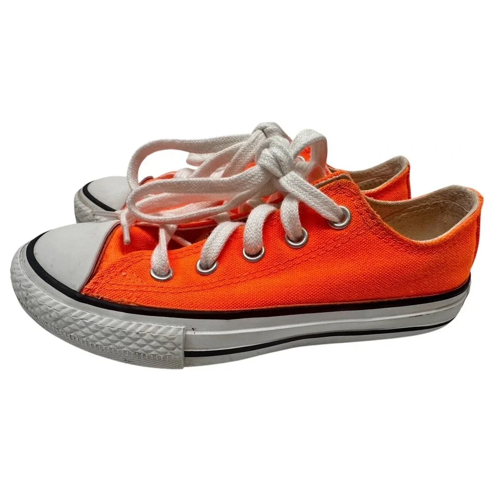Rare! CONVERSE ALL STAR~Bright NEON Orange & White‎ / Size: 12 Youth